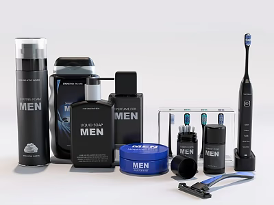 Men's Daily Care Products Including Electric Toothbrush Shaving Tools And Toiletries 3d model