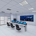 Black Server Racks Arranged In Modern Data Center Room With Ceiling Lights 3d model