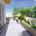 Rooftop Garden Design With Lush Greenery Outdoor Seating Stone Pathway And Decorative Plants