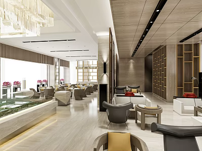Modern Sales Office Interior With Wooden Elements Spacious Layout Sofa Seating And Natural Light 3d model
