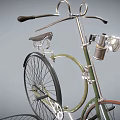 Vintage Bicycle Design With Green Frame Headlight Brown Wheels And Black Saddle