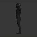 Game Movie Character 3D Model With Muscular Build Bald Head And Glowing Blue Facial Features