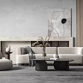 Quiet sofa tea table combination 3d model