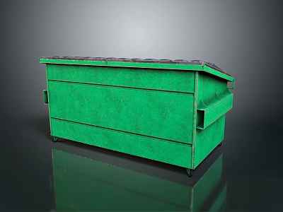 Green Industrial Trash Bin With Secure Lid For Outdoor Waste Management 3d model
