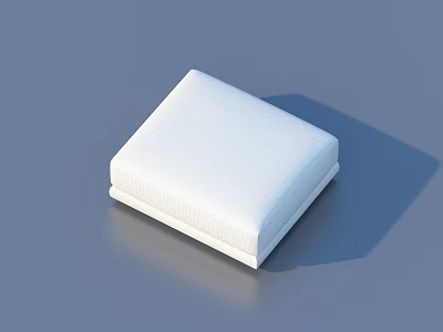 White Upholstered Square Sofa Stool With Minimalist Design For Modern Living Space 3d model