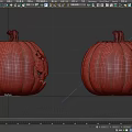 Halloween Themed Decorative Ornament Set With Carved Pumpkins And Small Candle