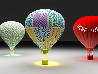 Colorful Hot Air Balloons With Patterns As Popular Photo Check In Spot 3d model