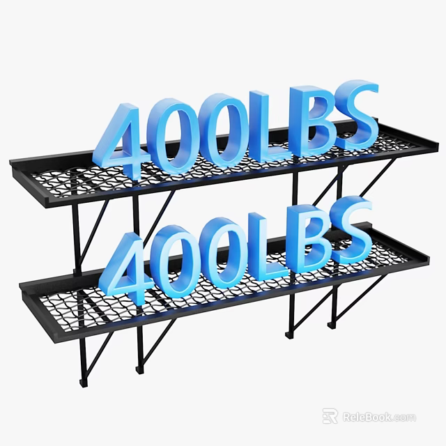 Sturdy Metal Shelving Unit With 400LBS Capacity Double Tier Grid Shelves 3d model 