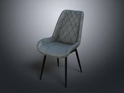 Light Gray Modern Dining Chair With Diamond Quilted Backrest And Black Slim Legs 3d model