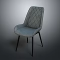 Light Gray Modern Dining Chair With Diamond Quilted Backrest And Black Slim Legs