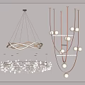 Modern Chandeliers In Various Designs Including Woven Metal Spherical Lights And Crystal Details