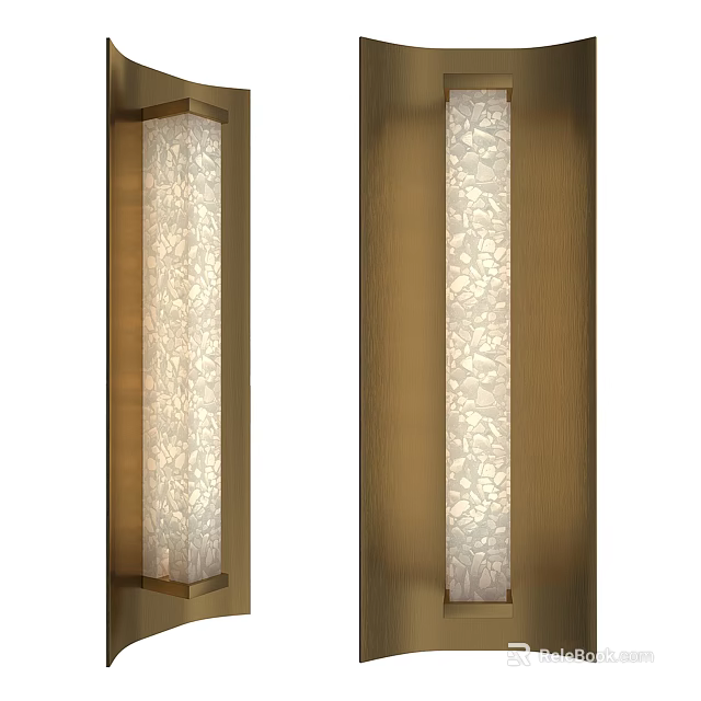 Modern Wall Lamps With Long Patterned Shade And Metal Frame Emitting Warm Light 3d model 