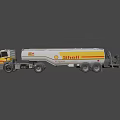 Shell Branded Fuel Tanker Truck With White Yellow Livery And Cylindrical Tank