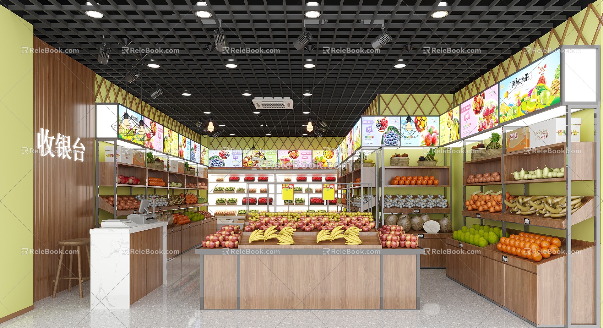 Modern Fruit Shop 3d model