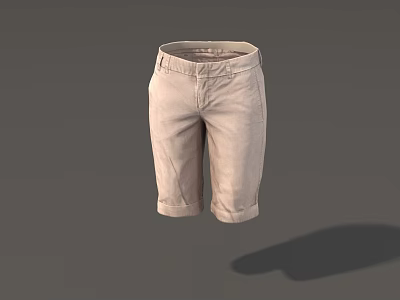 Light Brown Shorts with Belt Design and Cuffed Hems Simple Casual Summer Clothing 3d model
