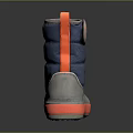 Blue And Gray Padded Winter Boots With Orange Pull Tab And Thick Sole 3d model