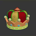 Royal Fashion Accessory Red Velvet Crown With Gold Decorations And Blue Gemstones