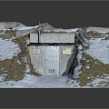 Snowy Bunker Entrance Model Scene With 1939 Gray Door Grass And Dirt