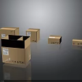 Brown Cardboard Boxes In Various Sizes With Labels For Daily Packaging Needs 3d model