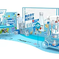 Pudgy Penguin Milk Products Blue Booth Photo Check in Spot With Yogurt