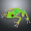 Artisan Crafted Lifelike Green Frog With Vibrant Red Eyes And Detailed Limbs