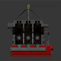 Industrial Mechanical Equipment With Metal Structure Red Base Rollers And Yellow Top Lever