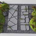 Stepping Stones Pathway Design With Green Grass Rocks Gravel And Small Plants