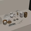Modern kitchen tableware bowl plate knife and fork combination tableware combination 3d model