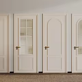 White Swing Doors With Various Designs Glass Panels And Golden Handles