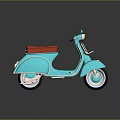 Light Blue Classic Scooter With Red Seat Front Rack And White Rims