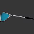 White Frame Sunglasses With Blue Mirrored Lenses And Black Temple Tips