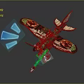Colorful Cosmic Aerospace Craft With Green Wing Patterns And Blue Thrusters