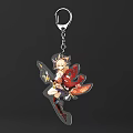 Anime Character Acrylic Keychain With Weapon Scarf And Decorative Design Elements 3d model