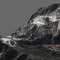 Scenic Stone Quarry Mountain With Wood Elements And Terraced Mining Areas
