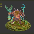 Game Fantasy Toad Character With Blue Crescent Staff Red Eagle And Lantern On Circular Platform 3d model