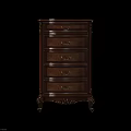 Classic Style Solid Wood Chest of Drawers with Ornate Carvings and Curved Legs