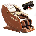 YAMAGUCHI Brown Beige Massage Chair With Patterned Design And Remote Control Panel 3d model