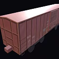 Rusty Red Freight Train Car With Metal Structure Wheels And Side Grilles 3d model
