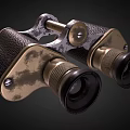 Vintage Military Weapon Binoculars With Leather Grip And Brass Components Design