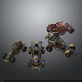 Weaponized Off Road Vehicles With Four Different Designs And Unique Armored Structures 3d model