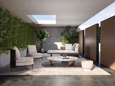 Modern Garden Villa Patio Terrace Garden model