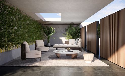 Modern Garden Villa Patio Terrace Garden 3d model