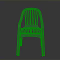 Gray Plastic Chair With Armrests Vertical Slats And Hollow Seat Design