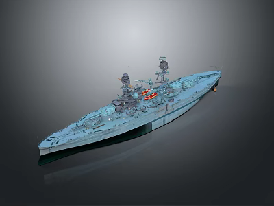 Large Military Warship 3D Model With Detailed Deck Towers And Weaponry 3d model