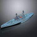 Large Military Warship 3D Model With Detailed Deck Towers And Weaponry