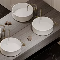 Luxurious Bathroom With Gold White Marble Walls And Bathtub