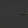 Decorative Scythe Weapon With Red And Black Blade Green Patterned Long Handle And Ornate Design