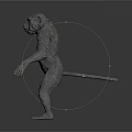 3D Rendered Ape Creature Featuring Detailed Facial Organs And Dense Body Hair