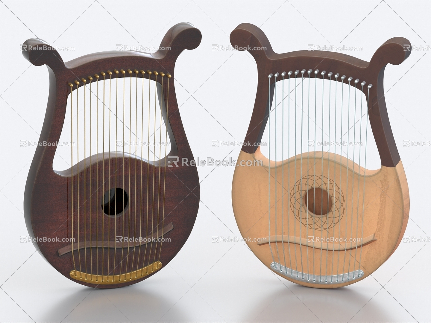 Lira harp, accordion, guqin, musical instrument 3d model