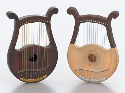 Handcrafted Wooden Lyres Musical Instruments For Home Decor And Music Enthusiasts 3d model